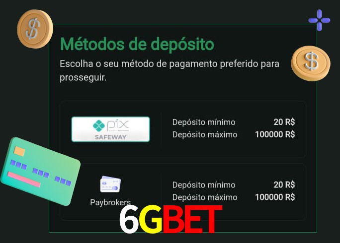 O cassino 6Gbet oferece uma grande variedade de métodos de pagamento